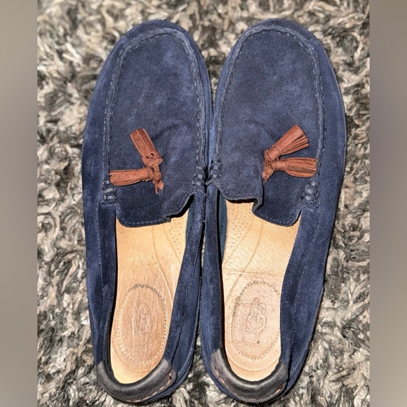 Men's Blue Suede Loafers with Tassels - Picture 7 of 10